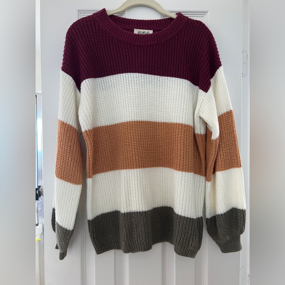 Color block knit sweater